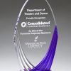 Our Purple Tidal Acrylic Award features a 1/2" thick piece of acrylic with a peak at the top and a purple accent on the side. It's mounted on a purple mirror base for added decoration.